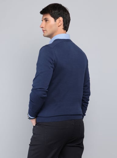 SWEATER CUELLO V REGULAR FIT AZUL ARROW - 2
