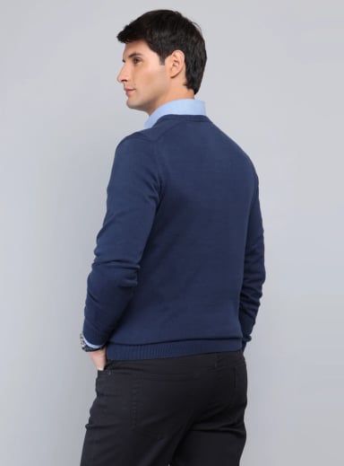 SWEATER CUELLO V REGULAR FIT AZUL ARROW - 2