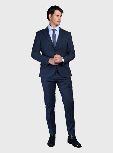TRAJE A RAYAS SPANDEX SLIM FIT AZUL ARROW - 1