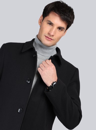 ABRIGO RECTO LISO REGULAR FIT NEGRO ARROW - 3