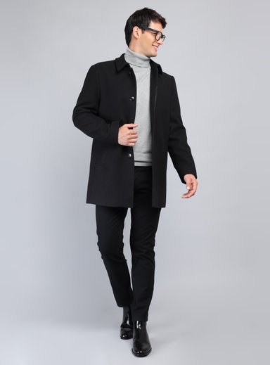 ABRIGO RECTO LISO REGULAR FIT NEGRO ARROW - 4