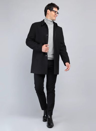 ABRIGO RECTO LISO REGULAR FIT NEGRO ARROW - 4