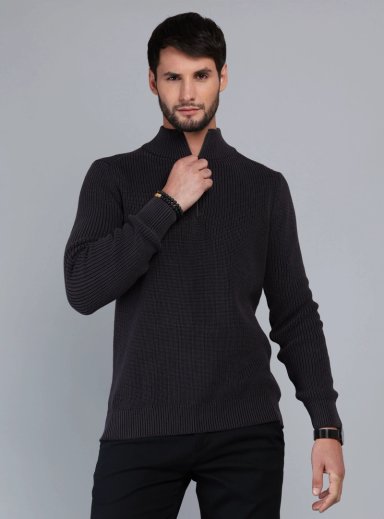 SWEATER STONE WASH REGULAR FIT NEGRO ARROW - 1