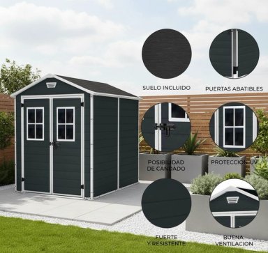 BODEGA JARDÍN KETER MANOR 6X5 GRIS OSCURO - 5