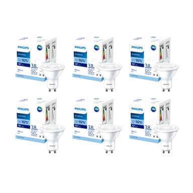 PACK 6 AMPOLLETAS LED PHILIPS GU10 3.8W LUZ FRIA - 1