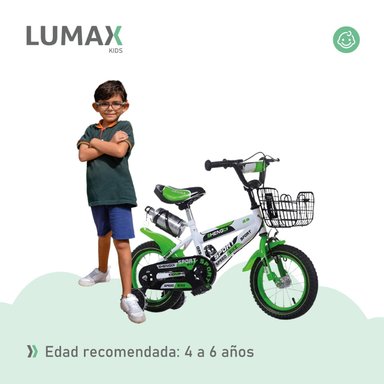 BICICLETA ARO 16 INFANTIL LUMAX VERDE CON RUEDITAS - 5