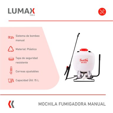 FUMIGADORA DE ESPALDA MANUAL 15 LTS PULVERIZADORA - 4