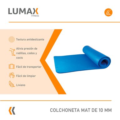 COLCHONETA MAT YOGA PILATES EJERCICIO 10 MM AZUL - 2
