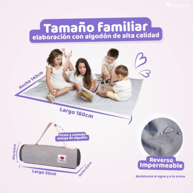 MANTA SUAVE E IMPERMEABLE PICNIC, PASEO Y JUEGO NIÑA - 4