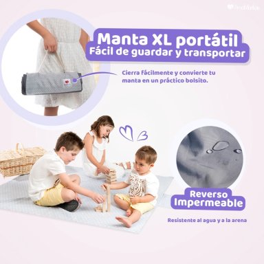 MANTA SUAVE E IMPERMEABLE PICNIC, PASEO Y JUEGO NIÑA - 5