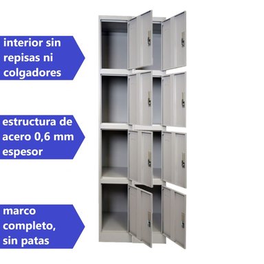 LOCKER PROCHEF ACERO 8 PUERTAS GRIS CASILLERO METALICO 2 CUERPOS - 4