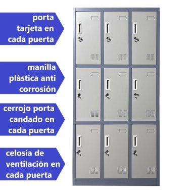 LOCKER CASILLERO METALICO 3 CUERPOS 9 PUERTAS - 3