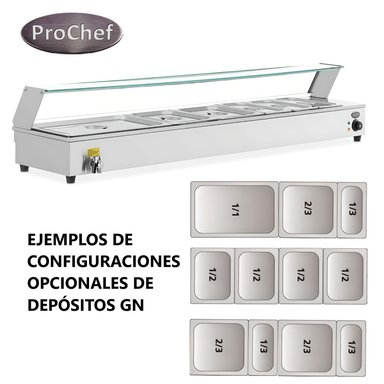 VITRINA PROCHEF CALOR BAÑO MARIA SOBREMESA 6 X GN 1/2 37L - 4