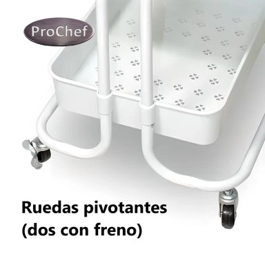 CARRO ORGANIZADOR MULTIUSO BLANCO BANDEJAS PLASTICAS - 3