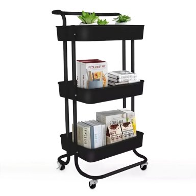 CARRO ORGANIZADOR MULTIUSO NEGRO BANDEJAS PLASTICAS - 2