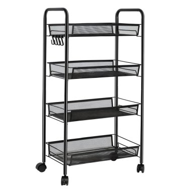 CARRO ORGANIZADOR MULTIUSO ACERO NEGRO 4 BANDEJAS REMOVIBLES - 1