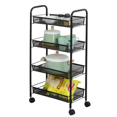 CARRO ORGANIZADOR MULTIUSO ACERO NEGRO 4 BANDEJAS REMOVIBLES - 7