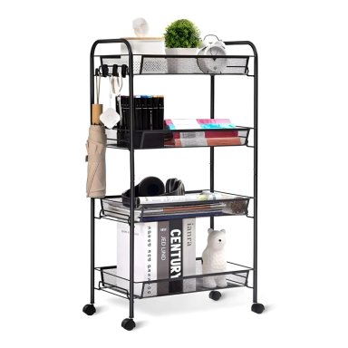 CARRO ORGANIZADOR MULTIUSO ACERO NEGRO 4 BANDEJAS REMOVIBLES - 8