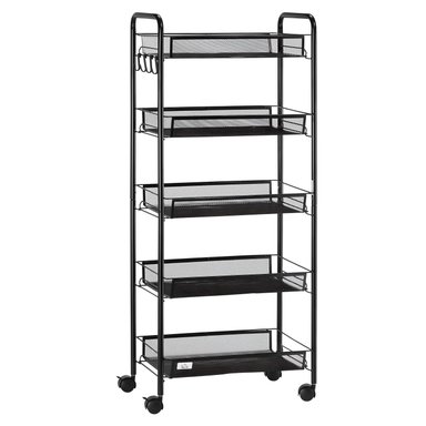 CARRO ORGANIZADOR MULTIUSO ACERO NEGRO 5 BANDEJAS REMOVIBLES - 1