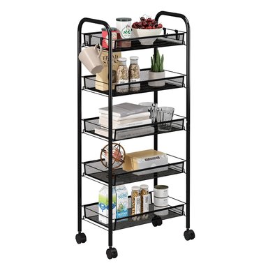 CARRO ORGANIZADOR MULTIUSO ACERO NEGRO 5 BANDEJAS REMOVIBLES - 6