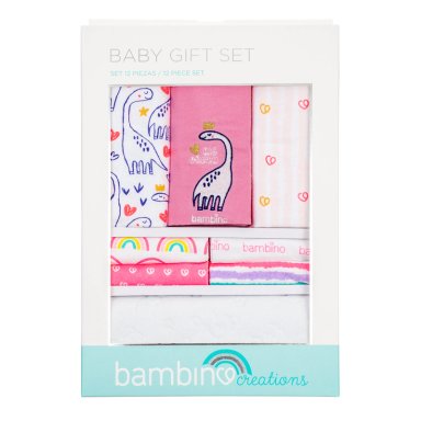 SET 12 PIEZAS BABY ALGODÓN UNISEX BAMBINO FUCSIA GIFT CREATIONS DINOSAURIO - 2