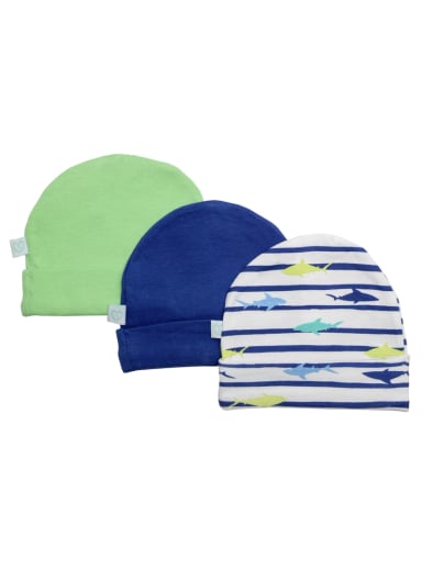 SET GORRITOS ALGODÓN UNISEX BAMBINO SHARK LINEAS - 1