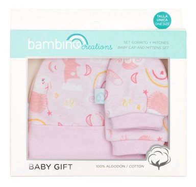 SET 2 PIEZAS BABY GIFT GORRITO Y MITONES BAMBINO ROSADO - 2