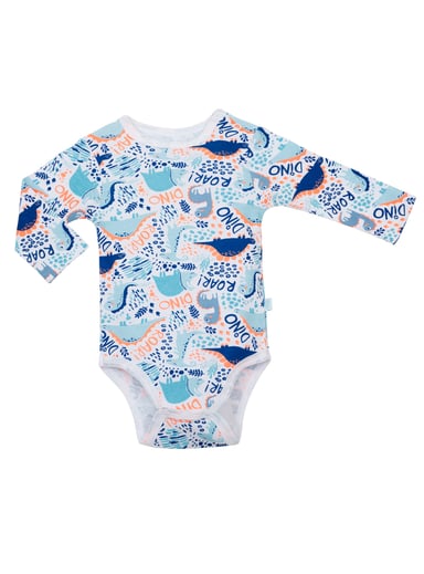 SET BODY ALGODON UNISEX BAMBINO AZUL 2 PIEZAS MANGA LARGA DINOSAURIO - 4