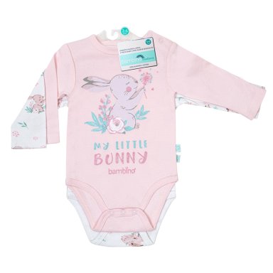 SET BODY ALGODON UNISEX BAMBINO ROSA 2 PIEZAS MANGA LARGA CONEJO DO - 1