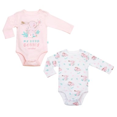 SET BODY ALGODON UNISEX BAMBINO ROSA 2 PIEZAS MANGA LARGA CONEJO DO - 2