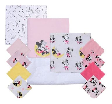 SET 12 PIEZAS BABY UNISEX BAMBINO ROSADO GIFT MINNIE MOON AND STARS - 1