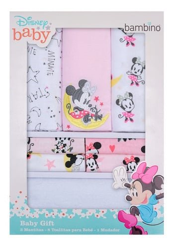 SET 12 PIEZAS BABY UNISEX BAMBINO ROSADO GIFT MINNIE MOON AND STARS - 2
