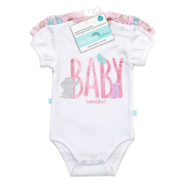 PACK 2 BODY ALGODON NIÑA BAMBINO BLANCO MANGA CORTA MARIPOSA - 1