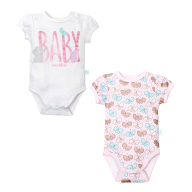 PACK 2 BODY ALGODON NIÑA BAMBINO BLANCO MANGA CORTA MARIPOSA - 2