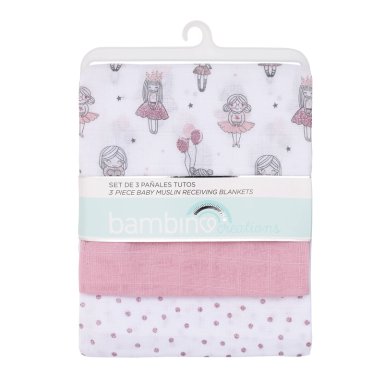 SET 3 PAÑALES ALGODÓN NIÑA BAMBINO ROSADO TUTO - 1