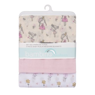 SET 3 PAÑALES ALGODÓN NIÑA BAMBINO BEIGE TUTO PRINCESAS - 1