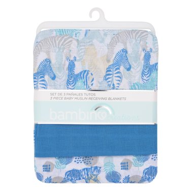 SET 3 PAÑALES ALGODÓN NIÑO BAMBINO AZUL TUTO CEBRA - 1