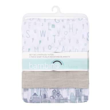 SET 3 PAÑALES ALGODÓN NIÑO BAMBINO GRIS TUTO ABECEDARIO - 1