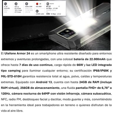 ULEFONE ARMOR 24 – ULTRA RESISTENTE CON BATERÍA DE 22.000MAH Y CÁMARA NOCTURNA DE 64MP - 2