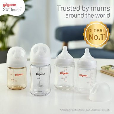 MAMADERA PIGEON 862 160ML 0 A 3 MESES SOFTOUCH POLIPROPILENO TRANSPARENTE - 5