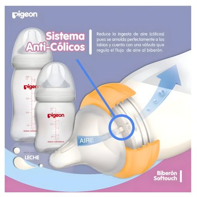 MAMADERA PIGEON 862 160ML 0 A 3 MESES SOFTOUCH POLIPROPILENO TRANSPARENTE - 6
