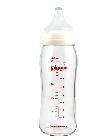 MAMADERA PIGEON 884 VIDRIO 240ML SOFTOUCH TRANSPARENTE - 1