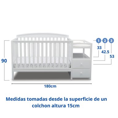 CUNA CONVERTIBLE DELTA CHILDREN 74804-100 MADERA BLANCO Y MUDADOR ROYAL - 3