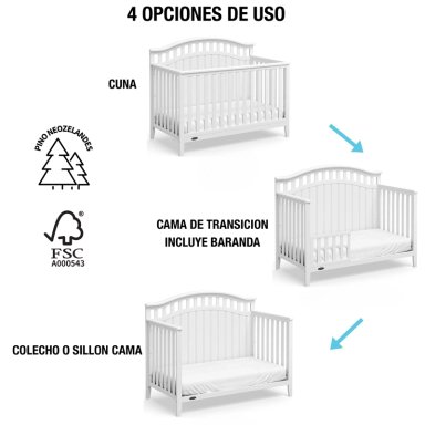 CUNA DE MADERA BLANCA 3 EN 1 LANQUEN - 5