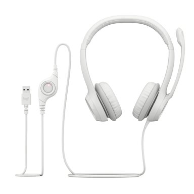 AUDÍFONOS LOGITECH HEADSET 981-001285 USB H390 BLANCO - 4
