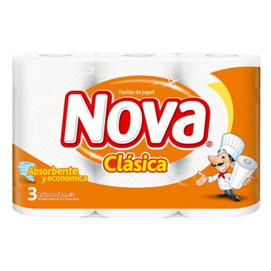 PACK 3 TOALLA DE PAPEL NOVA CLÁSICA 3 UN 12 MT - 2
