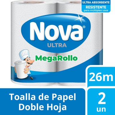 TOALLA DE PAPEL NOVA ULTRA ABSORB MEGA ROLLO 2 UN 26 MT - 1
