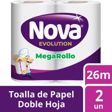 TOALLA DE PAPEL NOVA EVOLUTION ABSORB MEGA ROLLO 2 UN 26MT - 1