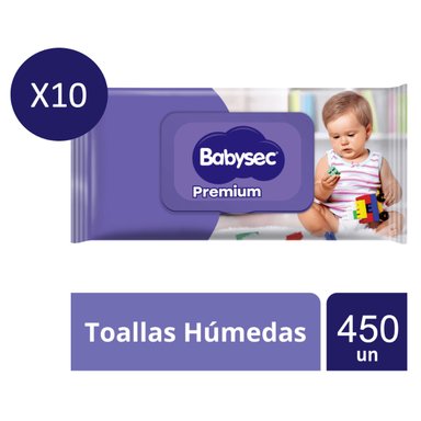 PACK 10 TOALLITAS HÚMEDAS BABYSEC PREMIUM 45 UN - 1