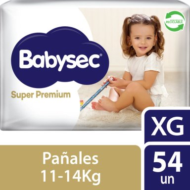PAÑALES DE BEBE  BABYSEC SUPER PREMIUM CUIDADO TOTAL 54 UN XG - 1